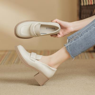 Damesschoenen met lage hakken, platform loafers, casual comfortabele pumps met grove blokhak en vierkante neus, antislip, feest-, kantoor-, werk-, geklede pumpschoenen voor dames