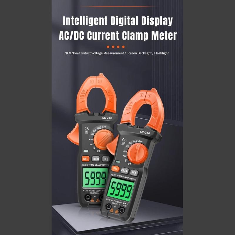 SK-218 Intelligent Clamp Multimeter for Current Up to 600A with Backlit Display and 26mm Large Jaw Opening