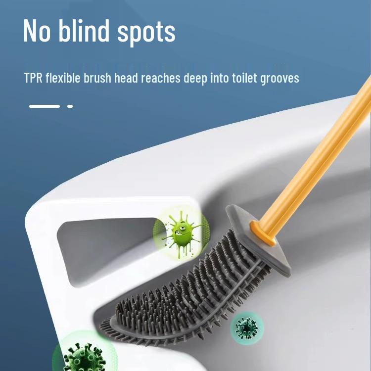 Wall-Mounted Soft-Bristled Toilet Brush for Complete Bathroom Cleaning