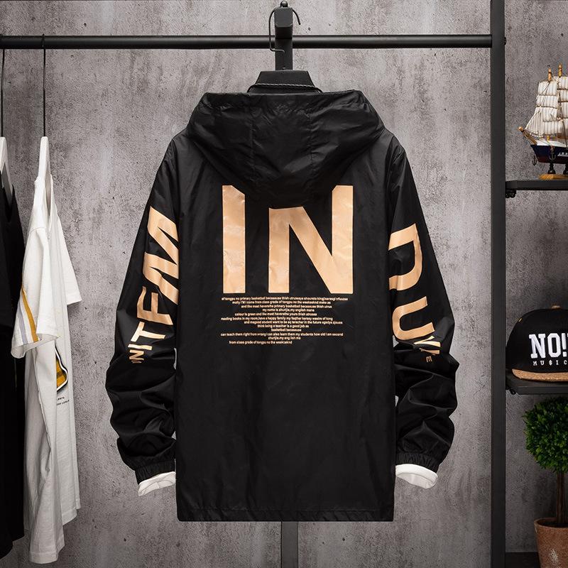 

Летняя одежда для защиты от солнца Ветровка Толстовка Куртка Женская Летняя с капюшоном на молнии Письмо Пальто Женский Yk2 Уличная одежда Верхняя одежда XS чёрный