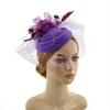 Elegant Feathered Flower Fascinator Hat for Women Cocktail Party Wool Fedoras Hat For Masquerade Parties Dressingup