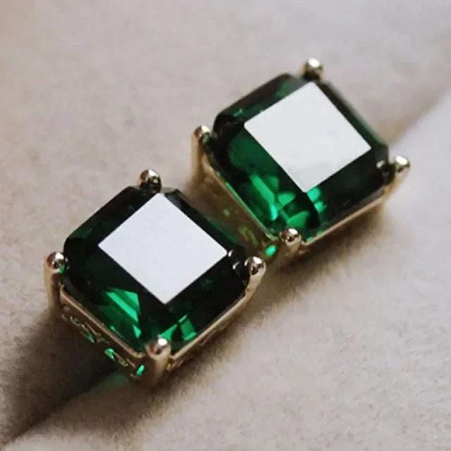New Popular Women'S Pendant Emerald Earrings Retro Party Accessories With Bright Green Zirconia Elegant  Jewelry Gifts