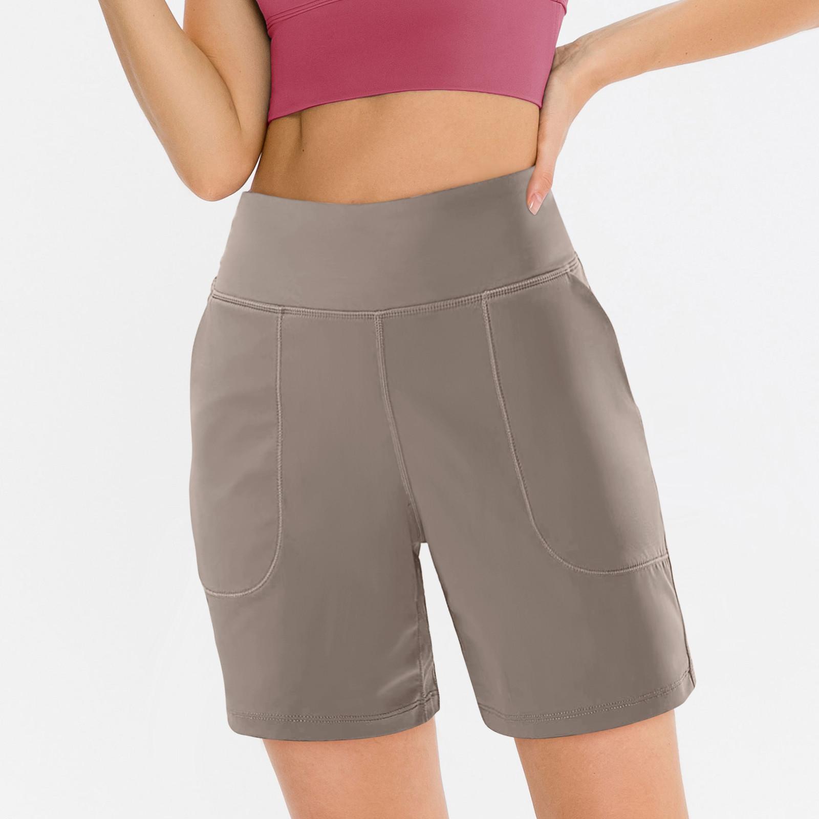 

Women s Running Shorts Workout Sport Layer Shorts With Pockets XXL хаки