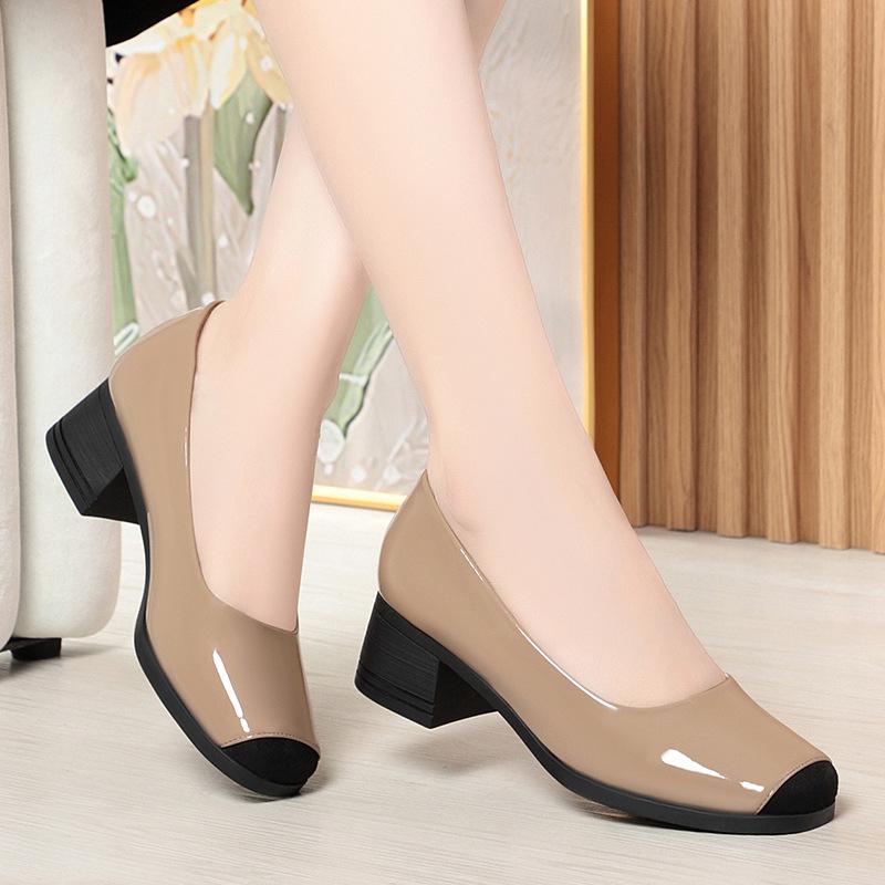 Mote 2024 Mary Jane Sko Dame Mykt Skinn Firkantet Tå Metallspenne Stropp Søt Dame Slip On Flats Retro Britisk Stil Svart Elegant