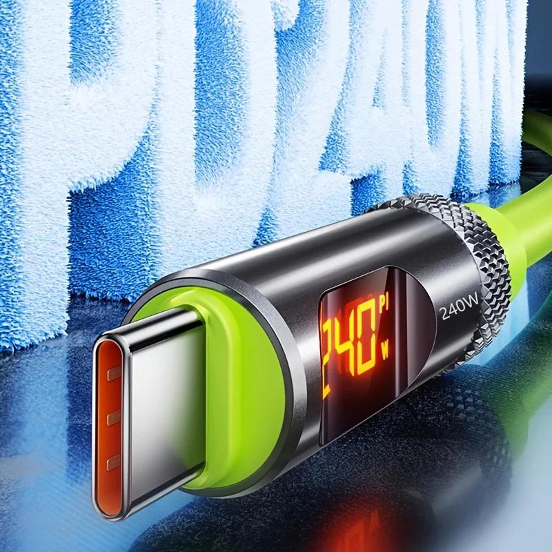 240W Max Digital Display Fast Charge Cable with Aluminum Alloy Case, 480Mbps, Type-C To Type-C for 17 16 15 Pro Max