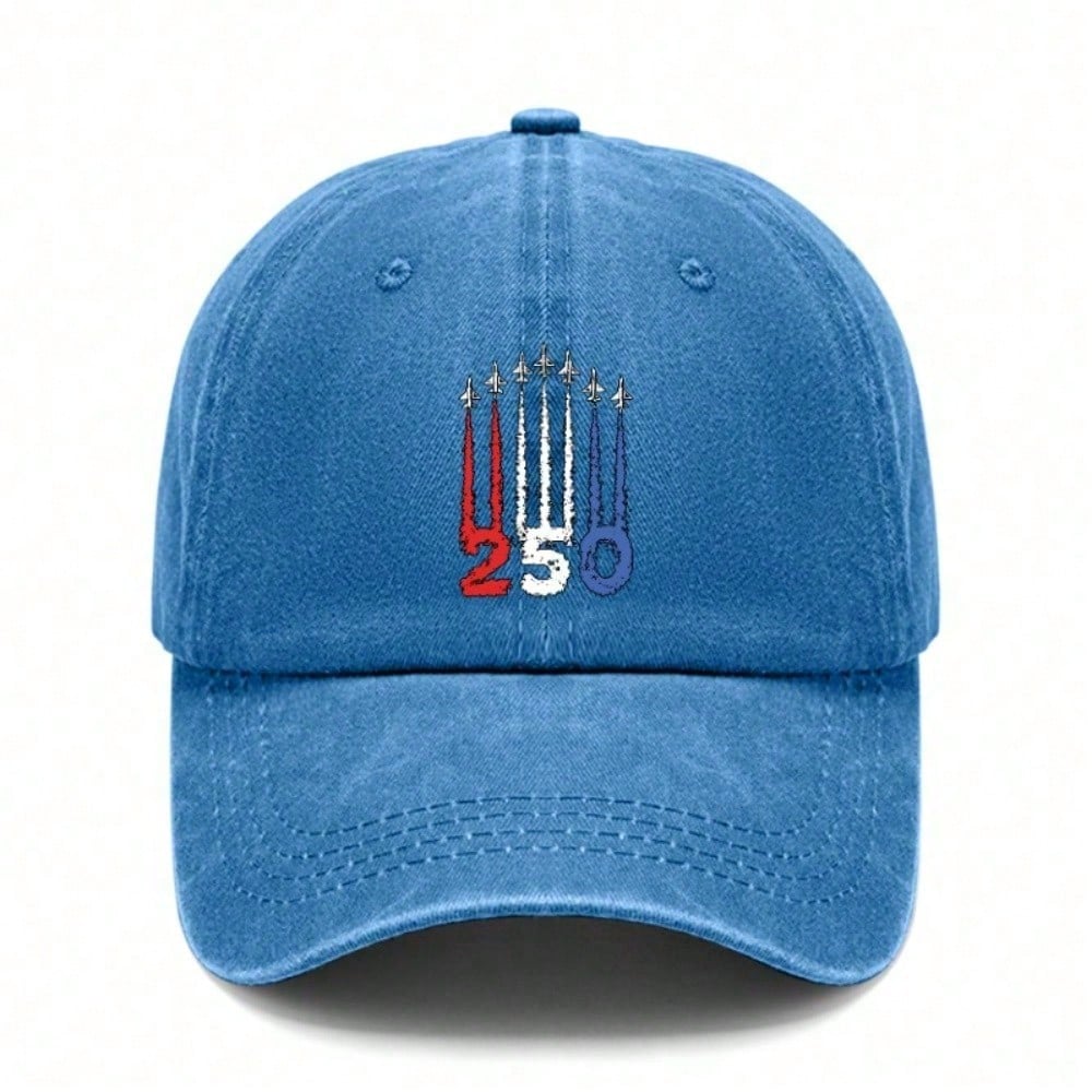 [Patriotic Baseball Cap] 250Th Anniversary Jet Formation Print Polyester Adjustable Hat Lightweight Curved Brim Casual Outdoor Sports - Dad Hat,