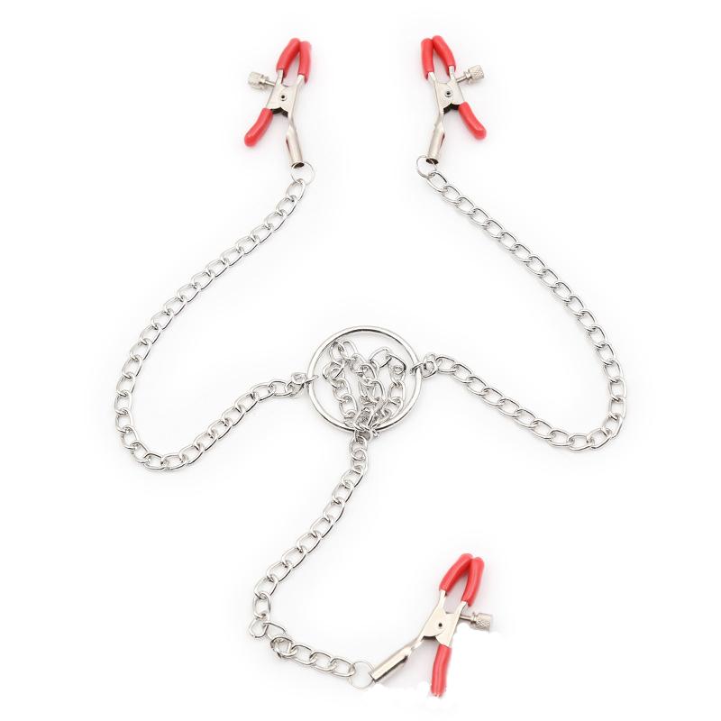 Nipple Clitoris Clamp Labia Clip,BDSM Bondage 4 Metal Clip Chained Shaking Stimulate Massage Breast Sex Toy For Women Adult Game