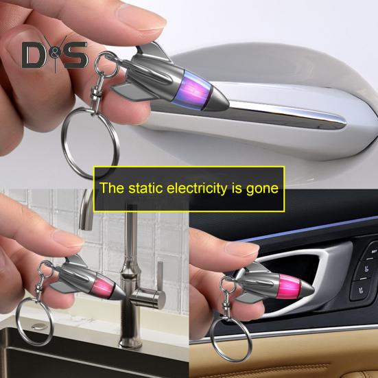 Car Static Eliminator Discharger Keychain Pendant Novel Rocket Design Wear-Resistant Portable Anti-Static Device for Car Metal Handles