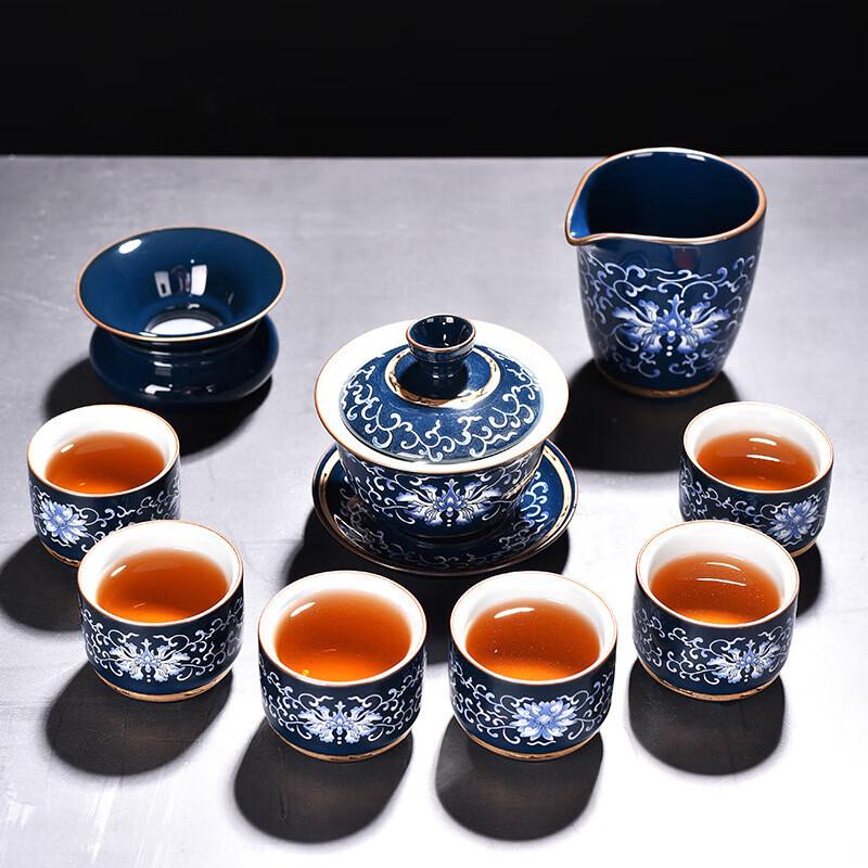 Dehua Inlaid Gold Enamel Porcelain Tea Set