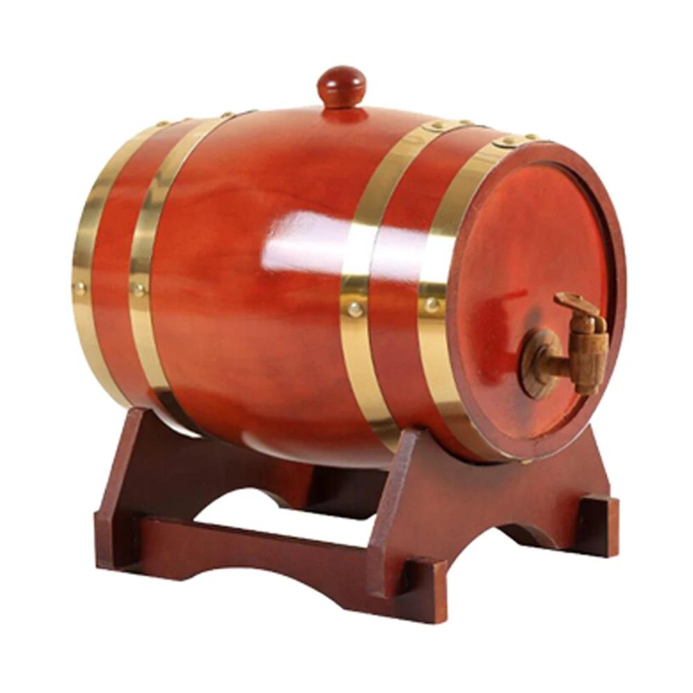 

3L Wood Barrel Vintage Oak Beer Brewing Tools Tap Dispenser for Rum Pot Whisky Wine Bar Tools Home Whiskey Barrel Decanter шоколадний