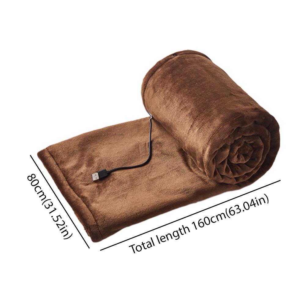 USB Charging Electric Flannel Heating Blanket 5V Single Office Warmer Detachable Cover Machine Washable Power Bank Compatible