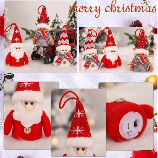 Christmas Gnome Hanging Ornaments with Lights Handmade Snowman Gnome Figurine Hanging Home Decorations for Shelf Table Fireplace Christmas Tree