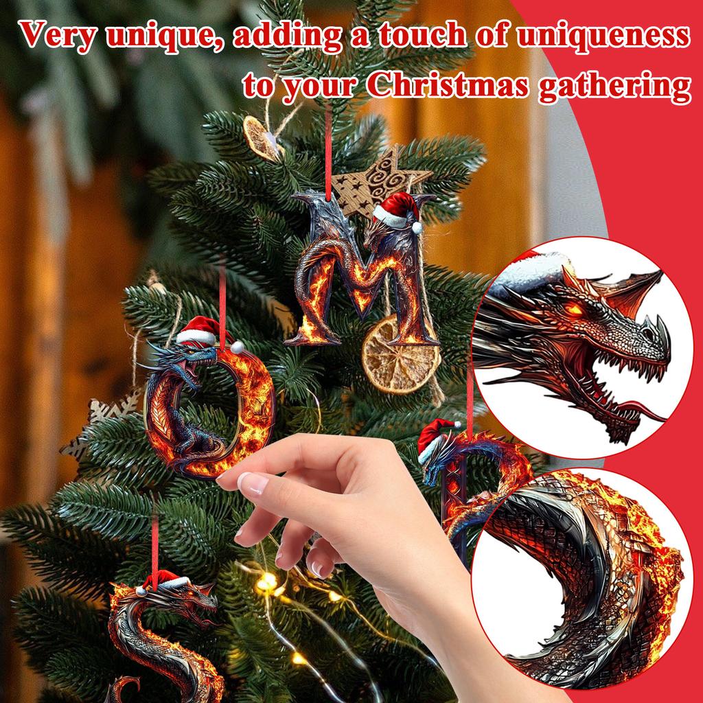 Christmas 2D Alphabet Pendant Christmas Tree 26 Letter Dragon Ornament Christmas Theme Party Decorative Supplies Festival Gifts