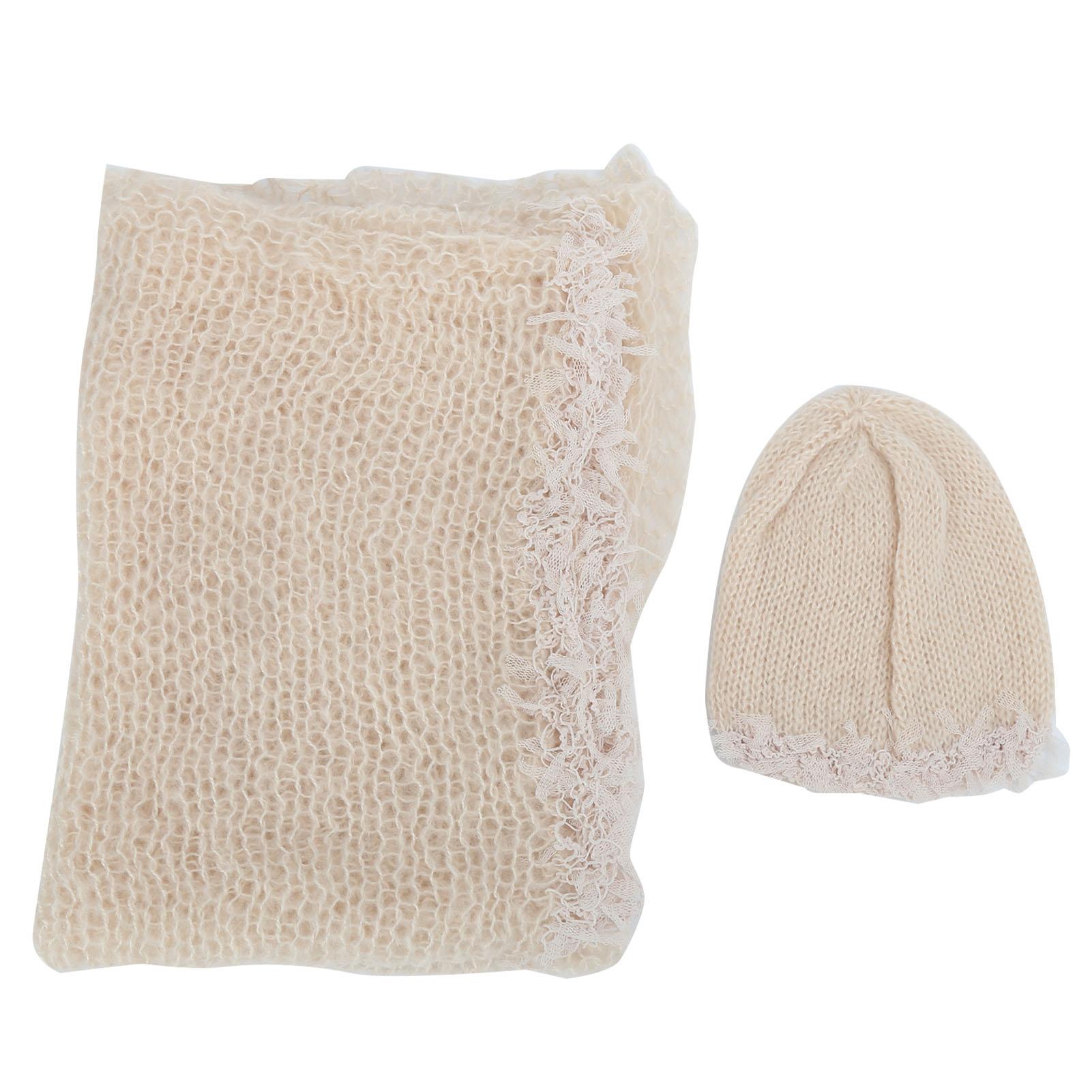 

Набор шапочки и обмотки, реквизит для фотосъемки, реквизит для фотосъемки младенцев и новорожденных для ребенка 01 месяца(Светло-розовый абрикосовый