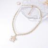 European and American simple and fashionable imitation pearl chain double stacked wearing CCB starfish pendant necklace casual ocean style