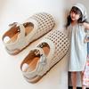 Girls Bag Head Sandals 2025 Summer New Children's Woven Princess Shoes Soft Sole Women's Treasure Summer Medium and Small Children's Leather Shoes
