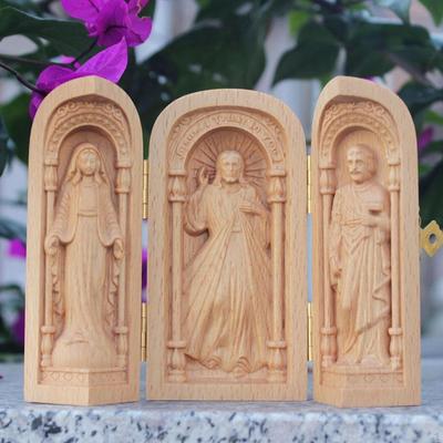 Katholische Holzstatue Jesus Skulptur Handwerk Beten Holz Christian Figur für Tafelaufsatz Schreibtisch