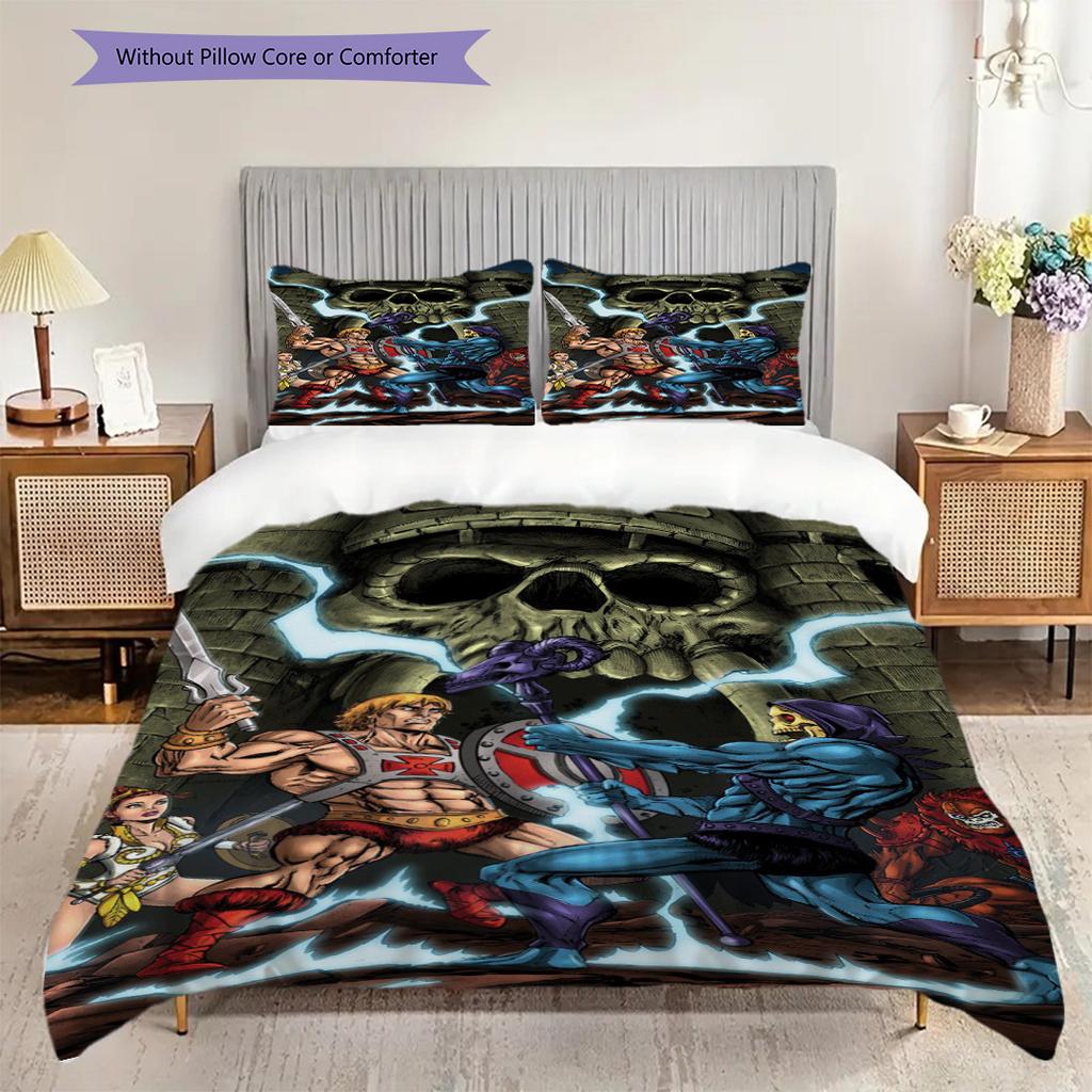 Heman Masters Universe Threepiece Set 1 Duvet Cover 2 Pillowcase Without Core Bedding Set Christmas Birthday Gift Soft And Comfortable