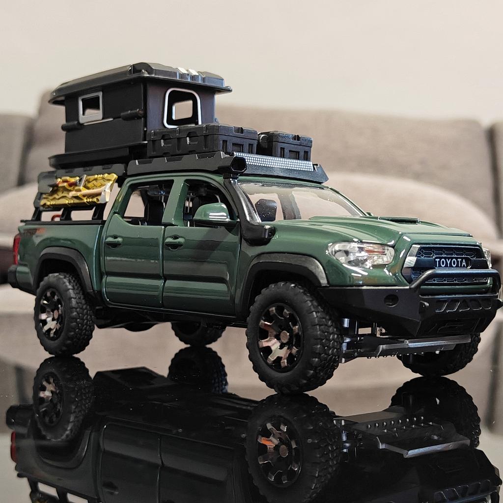 1:32 Scale Toyota Tacoma TRO Off Road Pickup Truck Alloy Diecast Travel Version Model Sound & Light Mini GT Ornament Collection