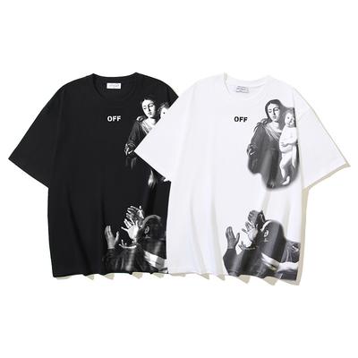 1178 Off-White 2026 Summer New Angel Religion Virgin Mary Printed Short Sleeved T-shirt for Men and Women