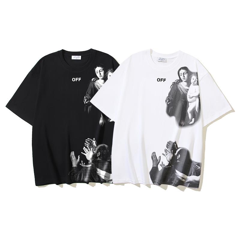 1178 Off-White 2026 Summer New Angel Religion Virgin Mary Printed Short Sleeved T-shirt for Men and Women
