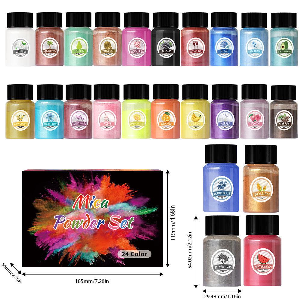 Mermaid Slime & Epoxy Mica Powder - 30 Colors Pearlescent Crystal Clay in Large Bottle