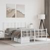 Vidaxl Metal Bed Frame with Headboard and Footboard, White, 140X190 Cm