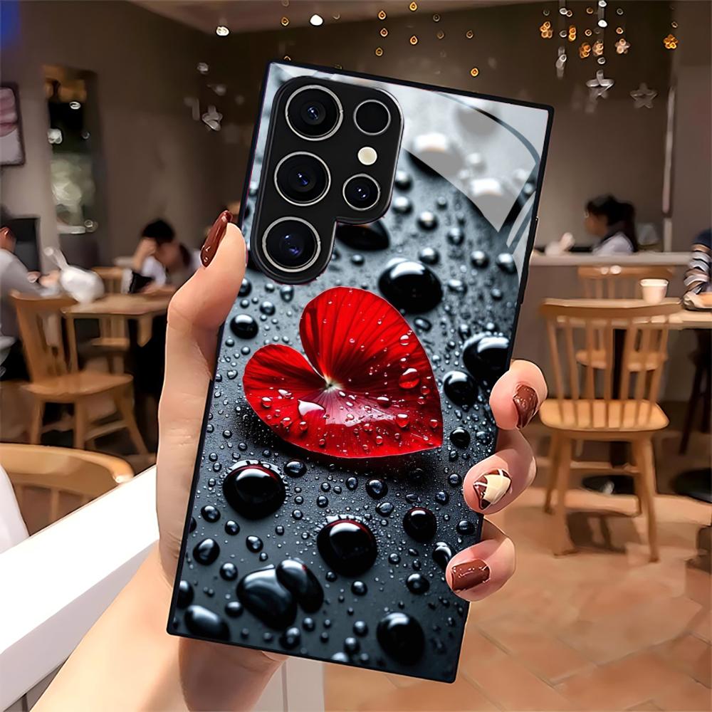 The heart pattern glass Phone Case For Samsung Galaxy S26 S25 S24 S22 S23 Ultra S21 S20 Plus 5G Non-Slip Full Cover