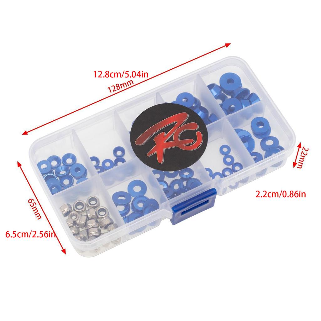 M2.5 M3 M4 Aluminum Alloy Washers for Countersunk Round Head Screw Gasket Blue Color For 1/10 1/8 RC Car Accessories