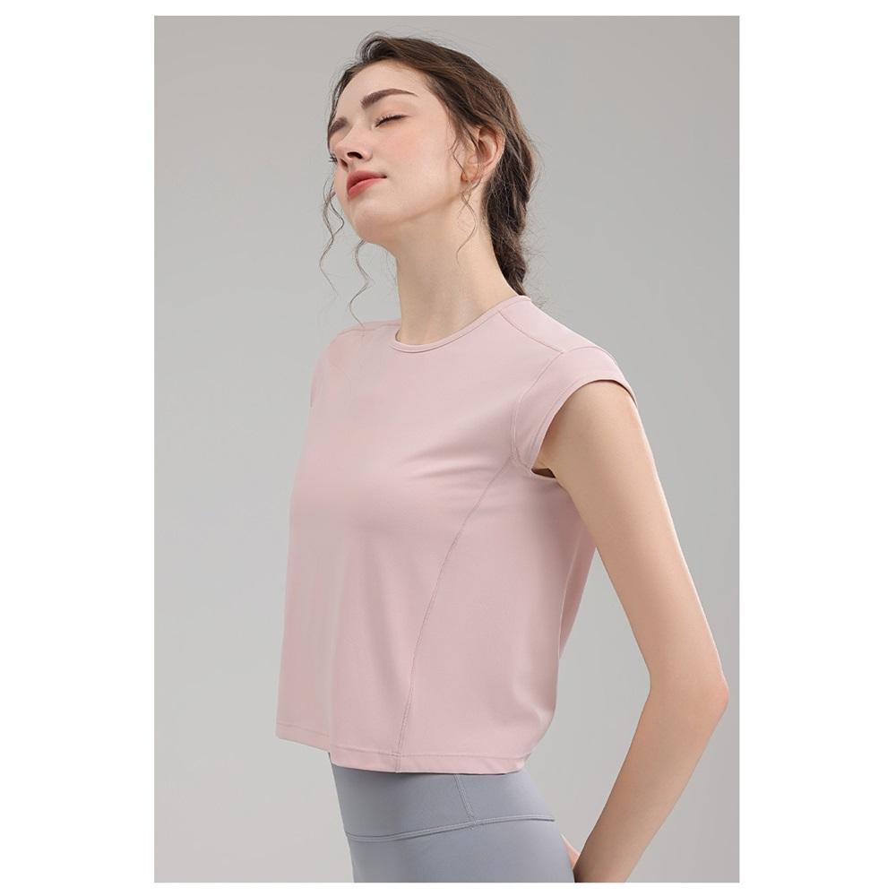 New Yoga Short Sleeved Women's Hollow Back Sports T-shirt With Drawstring, Wrinkle, Breathable Outdoor Sports Running And Fitness Clothing