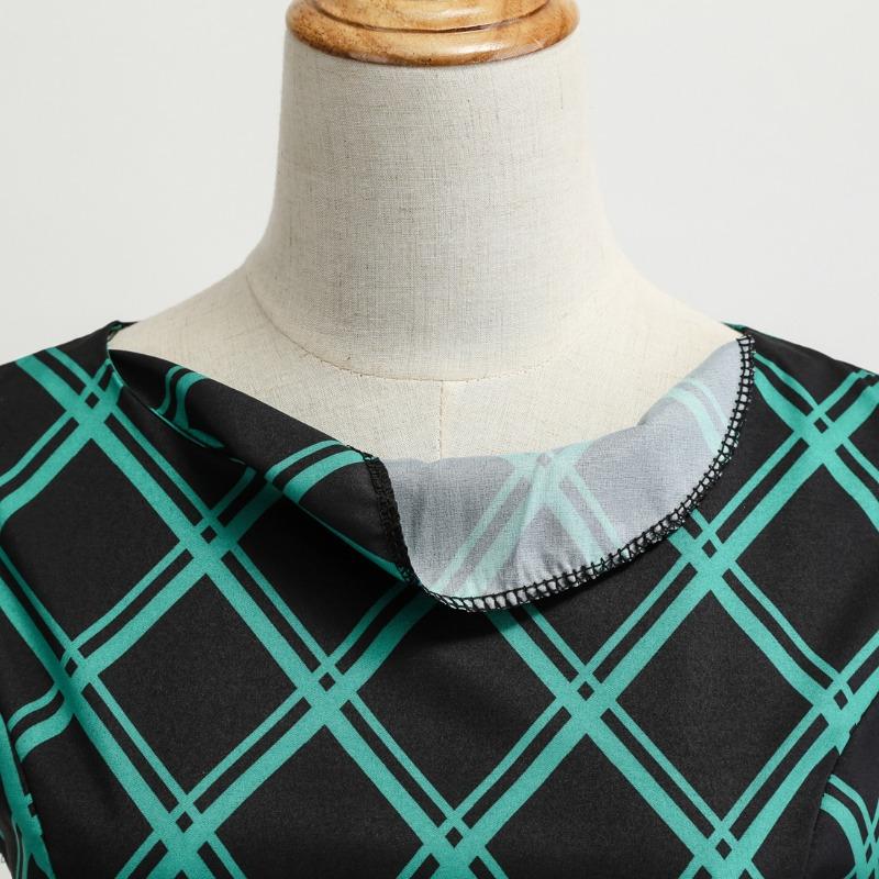 Summer Fashion Hot Sale Retro Striped Print Dress Round Neck Sleeveless Belt Puff Dress