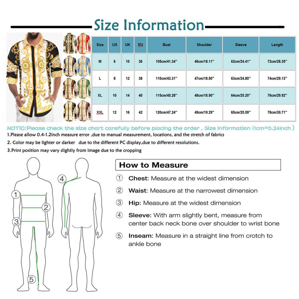 Men's Spring And Summer Loose Casual Daily Stand Collar Print Long Sleeve Shirt Top Blouse