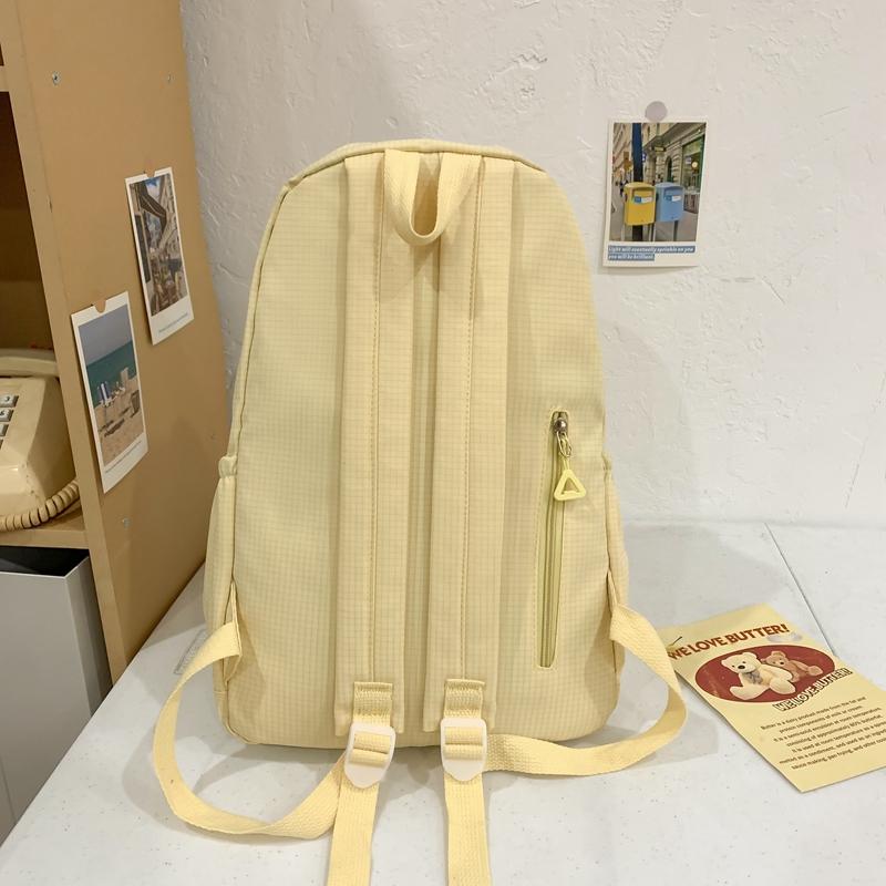 Solid Color Schoolbag Female Junior High School Student Campus Backpack Travel Backpack