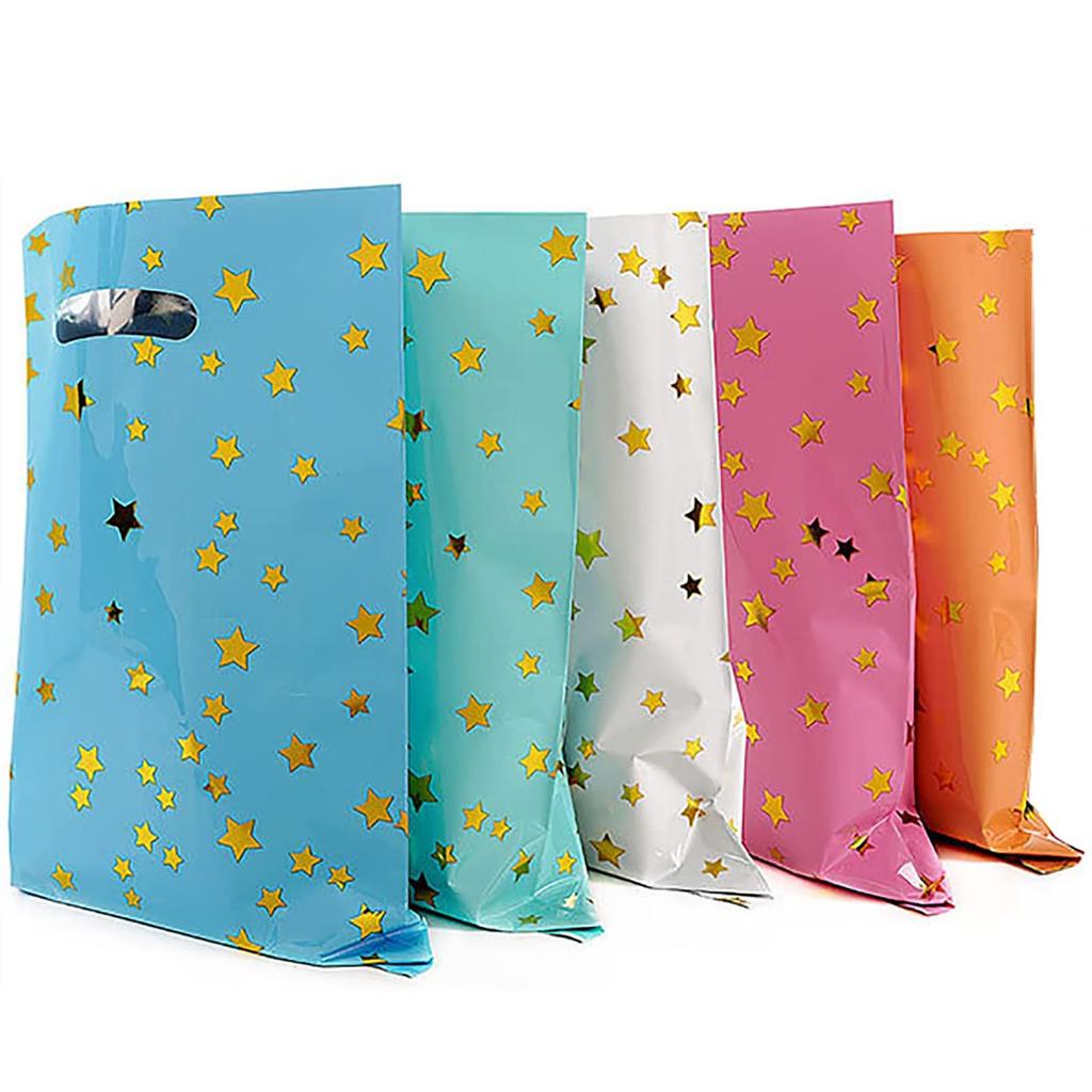 10 ks dětské společenské tašky, narozeninové sáčky se sladkostmi, sáčky na párty(hvězda vzor 3 barvy)