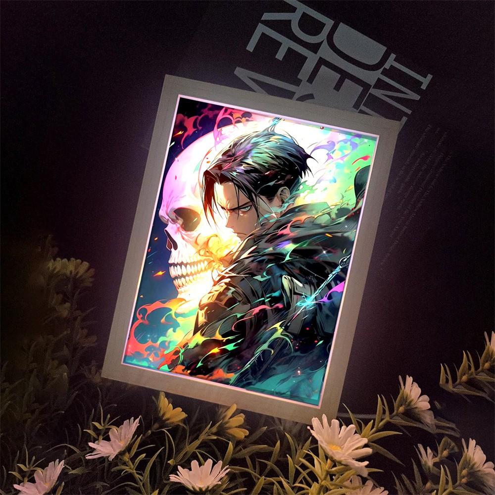 Anime Attack On Titan Night Light Painting Picture Frame Room Decor Home Wall Decorative Art For Bedroom Friends Gifts Moon Lamp