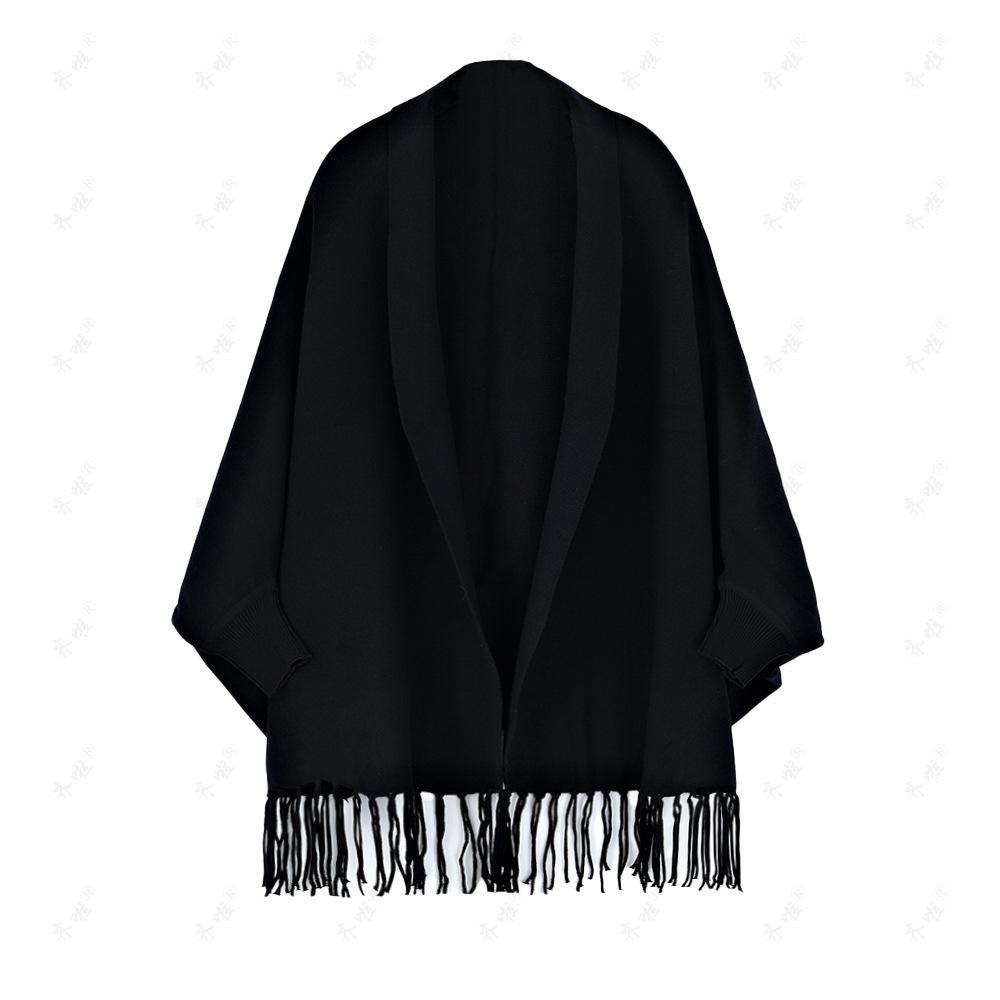 

Новое ципао для свекрови в китайском стиле с накидкой, однотонная шаль, женское свадебное платье, накидка с рукавами летучая мышь One Size чёрный