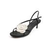 2025 European and American new fashion woven flower one-word buckle sandals women's thin heels sexy high-heeled sandals