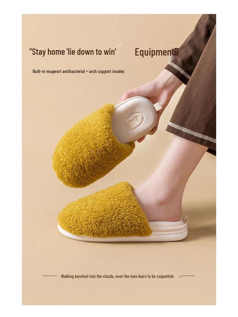 Detachable Winter Indoor Non-Slip Furry Velvet Waterproof Slippers for Couples