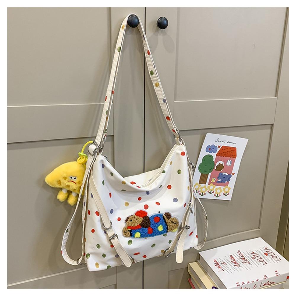 

Японская милая сумка-мессенджер женская нишевый дизайн в горошек собака сумка через плечо многофункциональная студенческая школьная сумка single package белый