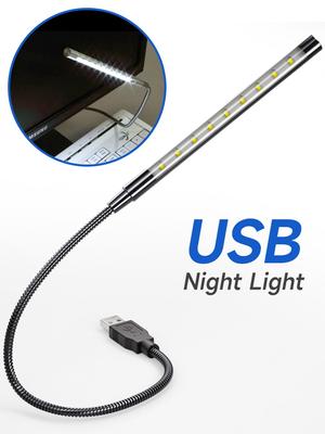 USB LED nakts gaismas mini grāmatu gaismas ar USB barošanu 10 LED elastīgas grāmatu lasīšanas gaismas klēpjdatoram datora piezīmjdatoram