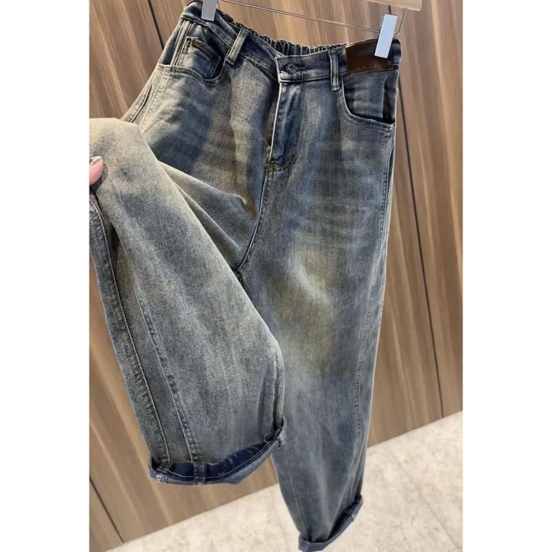 

Pear-Shaped Plus-Size Retro Blue Harem Jeans for Women - Stylish, Age-Reducing, with Tag S (85-95 lbs)