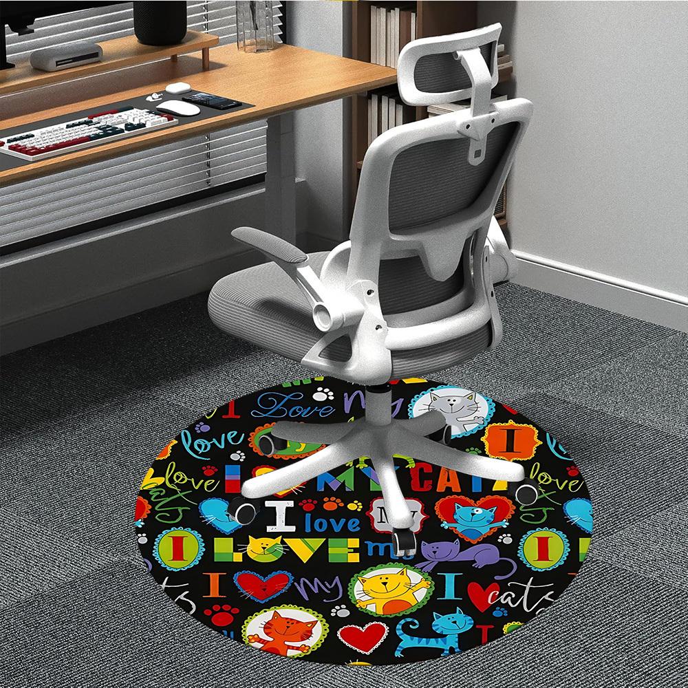 

1PC Cat Lovers Gifts Chair Carpet for Office, Indoor Non-Slip Washable Carpet, Soft Comfortable Mat For Office Room yy250930193 80cm by 80cm