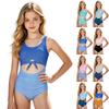 Mädchen Badeanzug Einteiler Cut Out Bindung Vorne Design Vichy Muster Tankini Stil Badebekleidung für Kinder Sommer Strand Pool