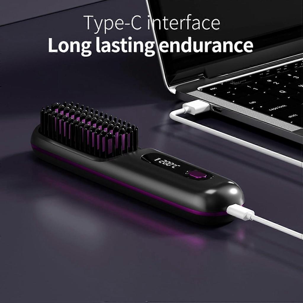 Go Brush Pro Hair Friendly Straightening Brush, Cordless Rechargeable Heated Brush for Travel (Color Pink) less