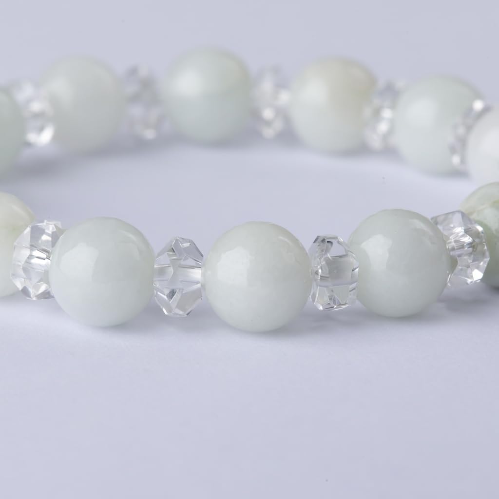 13cm Itoigawa Natural Jadeite White with Japanese National Jomon Power Stone Jadeite Workshop Special Paulownia Wood Quality Guarantee ABR0901 (8mm