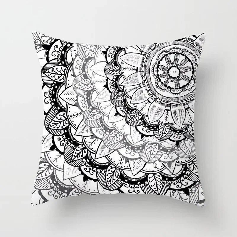 45x45cm Colorful Abstract Mandala Print Pillowcase Comfortable Sofa Car Seat Waist Cushion  Cover Modern Home Decor