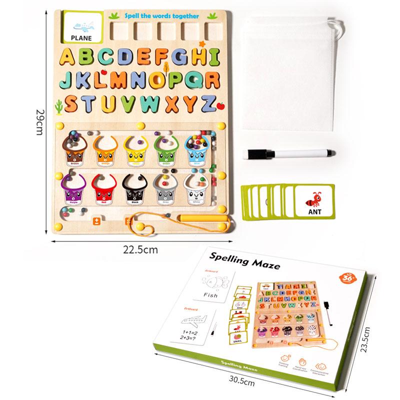 

Магнитный цветной лабиринт с цифрами Деревянная доска для сопоставления и рисования Монтессори Развивающие сенсорные игрушки Мелкая моторика Дорожные детские игрушки