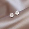 Zircon Snowflake Stud Earrings: High-End, Delicate, Cold Style Winter Jewelry for Women