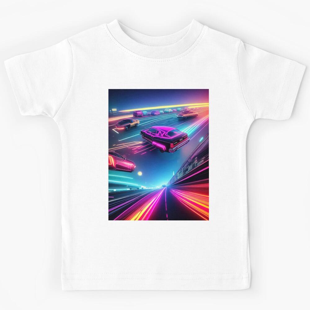Car Synthwave, neon, futurist, kids, game, children, future Kids T-Shirt 130