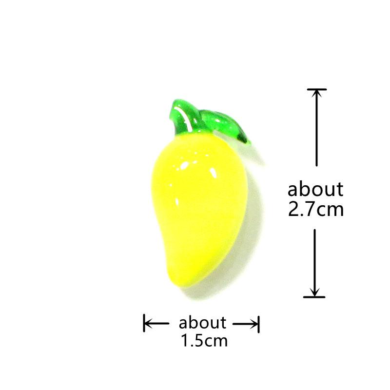 2Pcs Colorful Tiny Mango Charms Glass Pendant Cute Mini Fruits Ornaments DIY Craft Supplies Perfect Gifts for Handmade Lovers